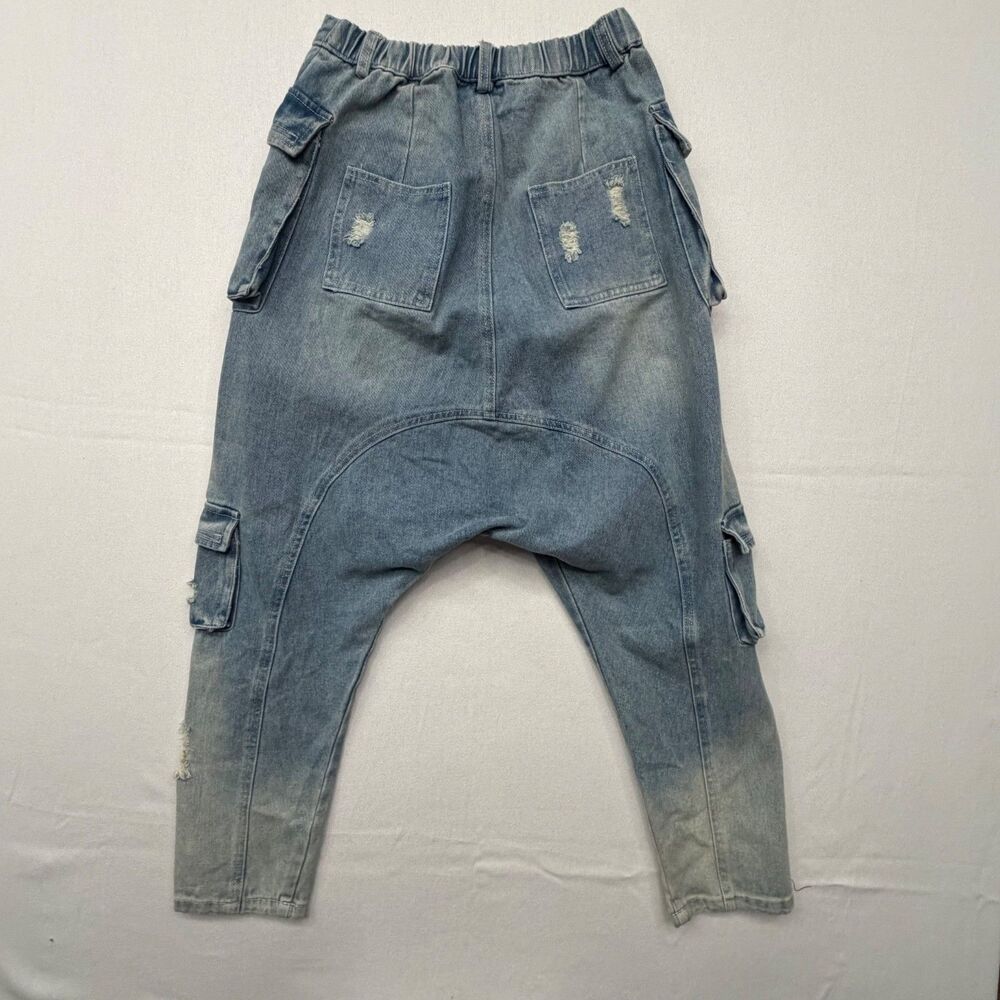 Rehab Lab Drop Crotch Jeans Womens Med Distressed Pockets - Picture 7 of 10